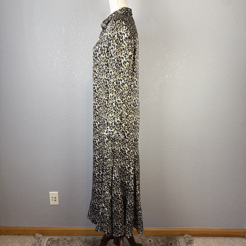 Equipment Womens Lenora Midi Maxi Shirt Dress Size M Animal Print Long Sleeve - Picture 6 of 10